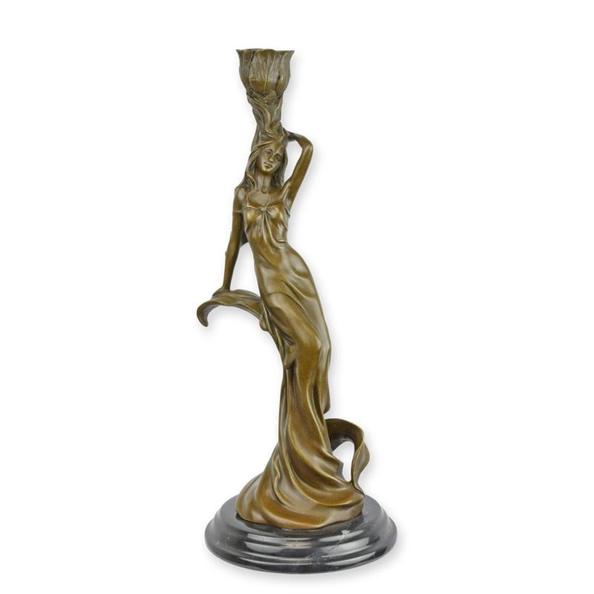 A FIGURAL BRONZE CANDLESTICK