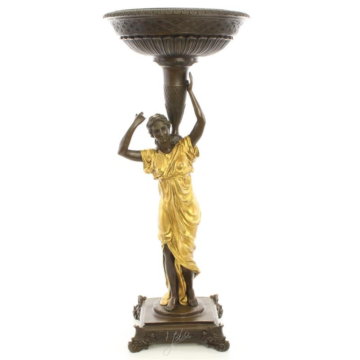 A FIGURAL BRONZE PLANTER