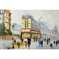 A FRAMED OIL PAINTING DEPICTING A PARIS STREET SCENE