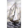 A FRAMED OIL PAINTING DEPICTING A SAIL YACHT
