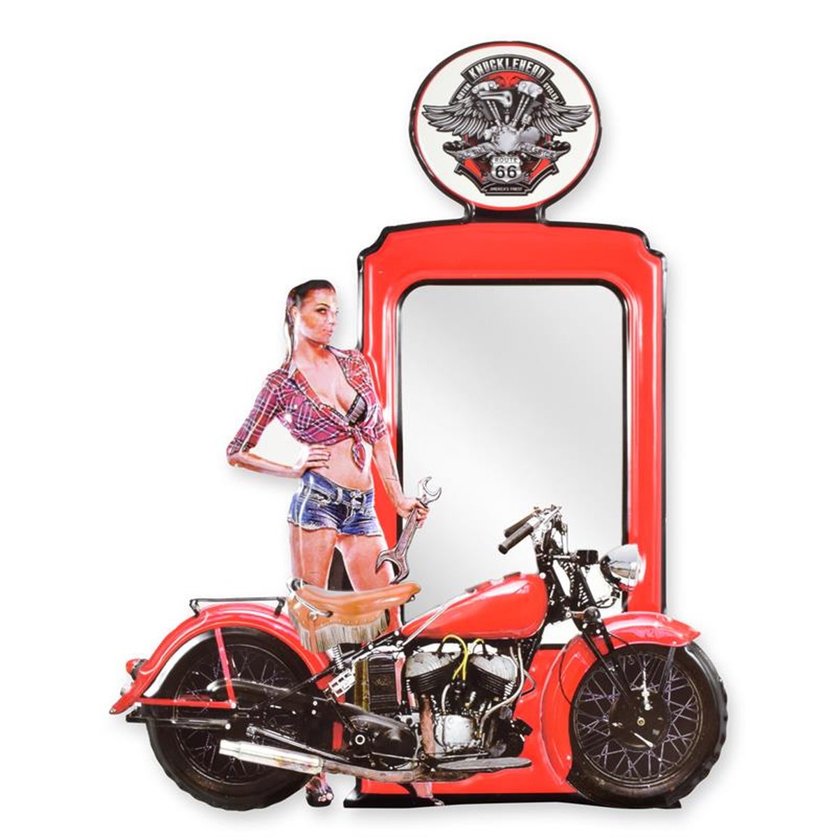 A GAS PUMP SHAPED TIN WALL MIRROR