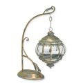 A HANGING TIN LANTERN ON STAND