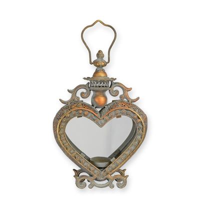 A HEART SHAPED TIN LANTERN