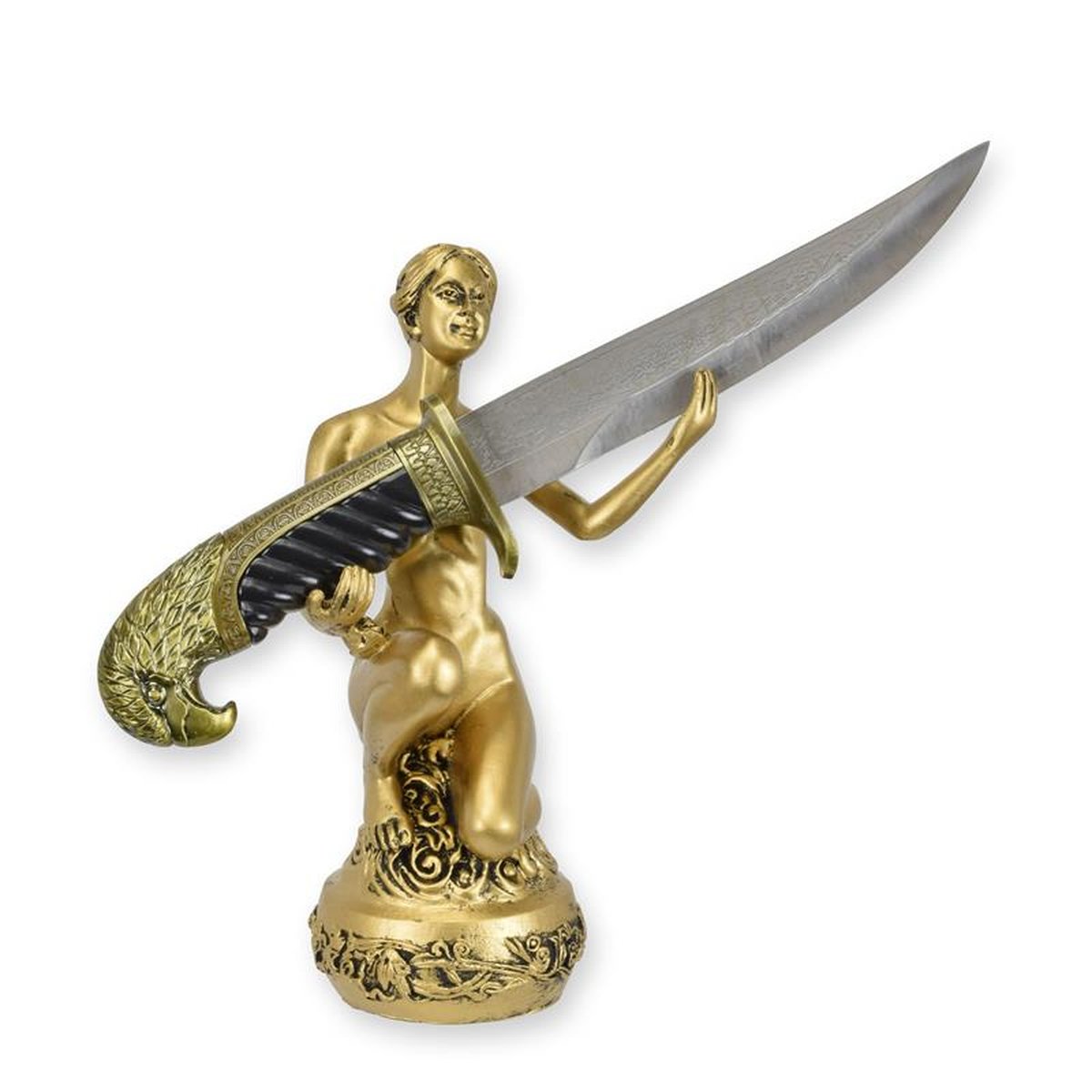 A HUNTING DAGGER IN A WOMAN-SHAPED STAND