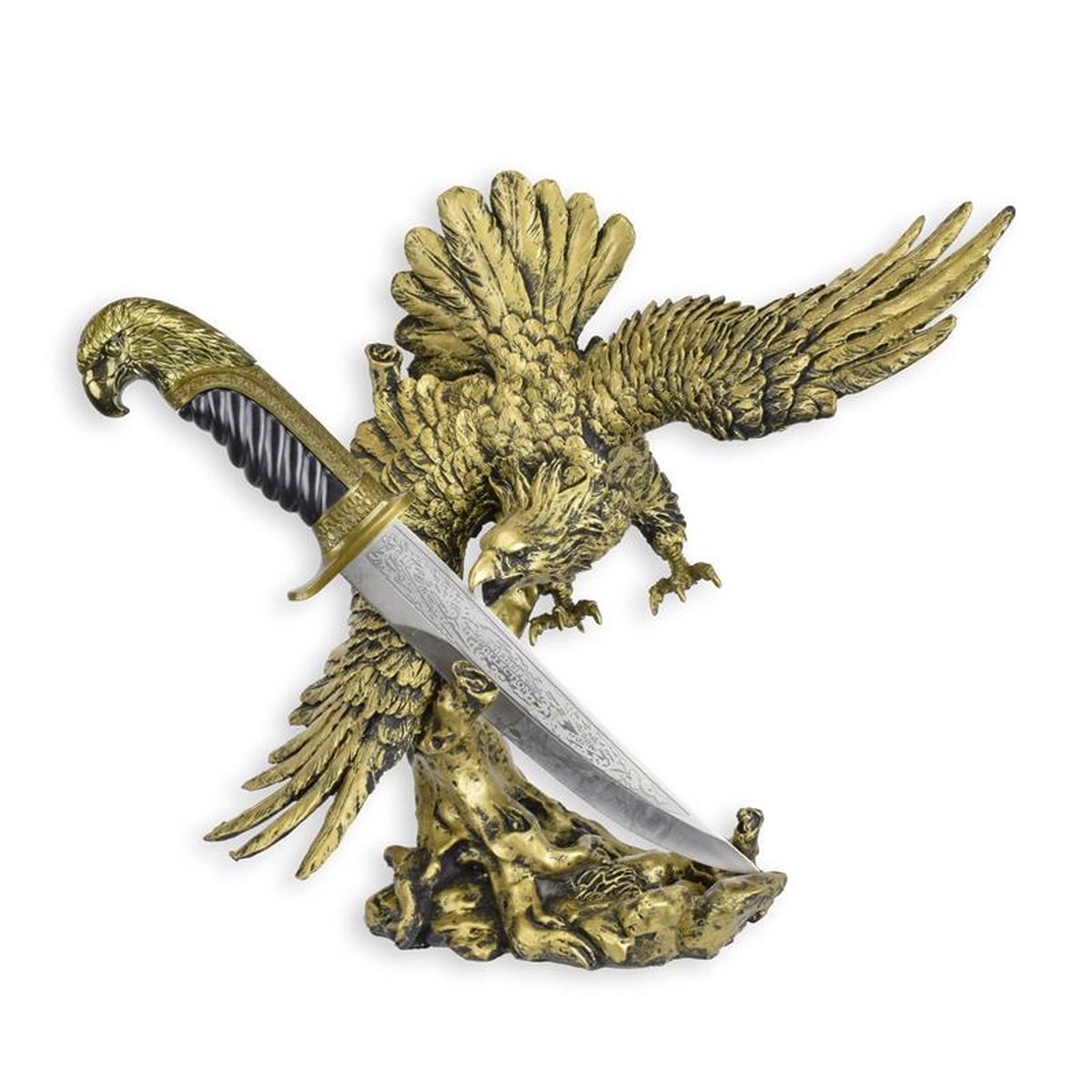 A HUNTING DAGGER IN AN EAGLE-SHAPED STAND