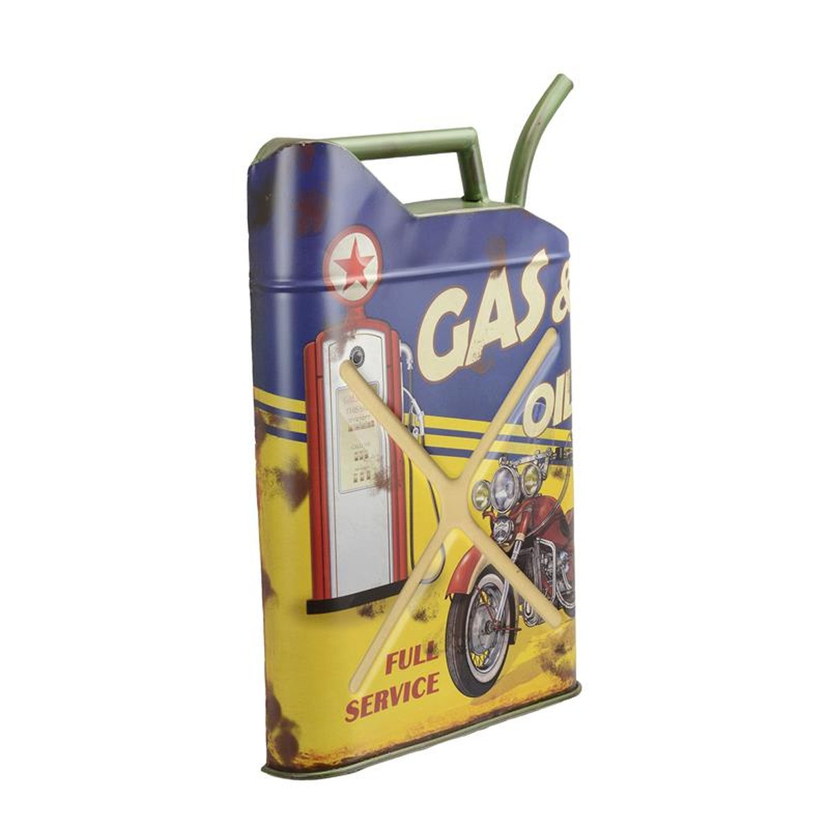 A JERRYCAN SHAPED TIN WALL DECOR - GAS & OIL
