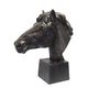 A LARGE CAST IRON HORSE HEAD, BRONZE COLOUR