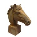 A LARGE CAST IRON HORSE HEAD, RUSTY