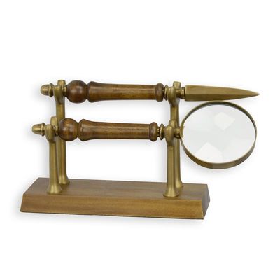 A MAGNIFYING-GLASS AND LETTER KNIFE ON STAND