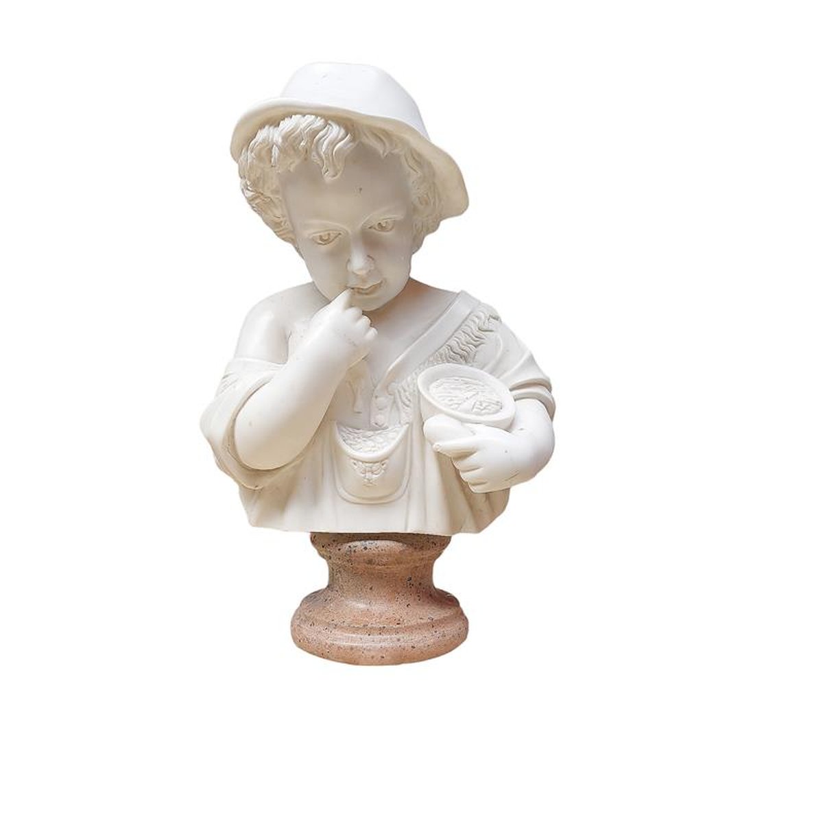 A MARBLE BUST OF A CHILD WHITE