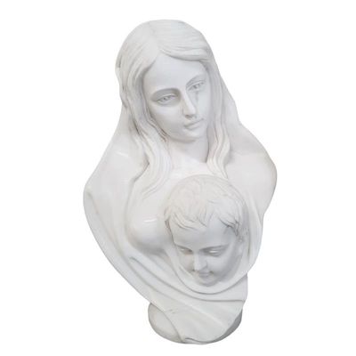 A MARBLE BUST OF MOTHER AND CHILD