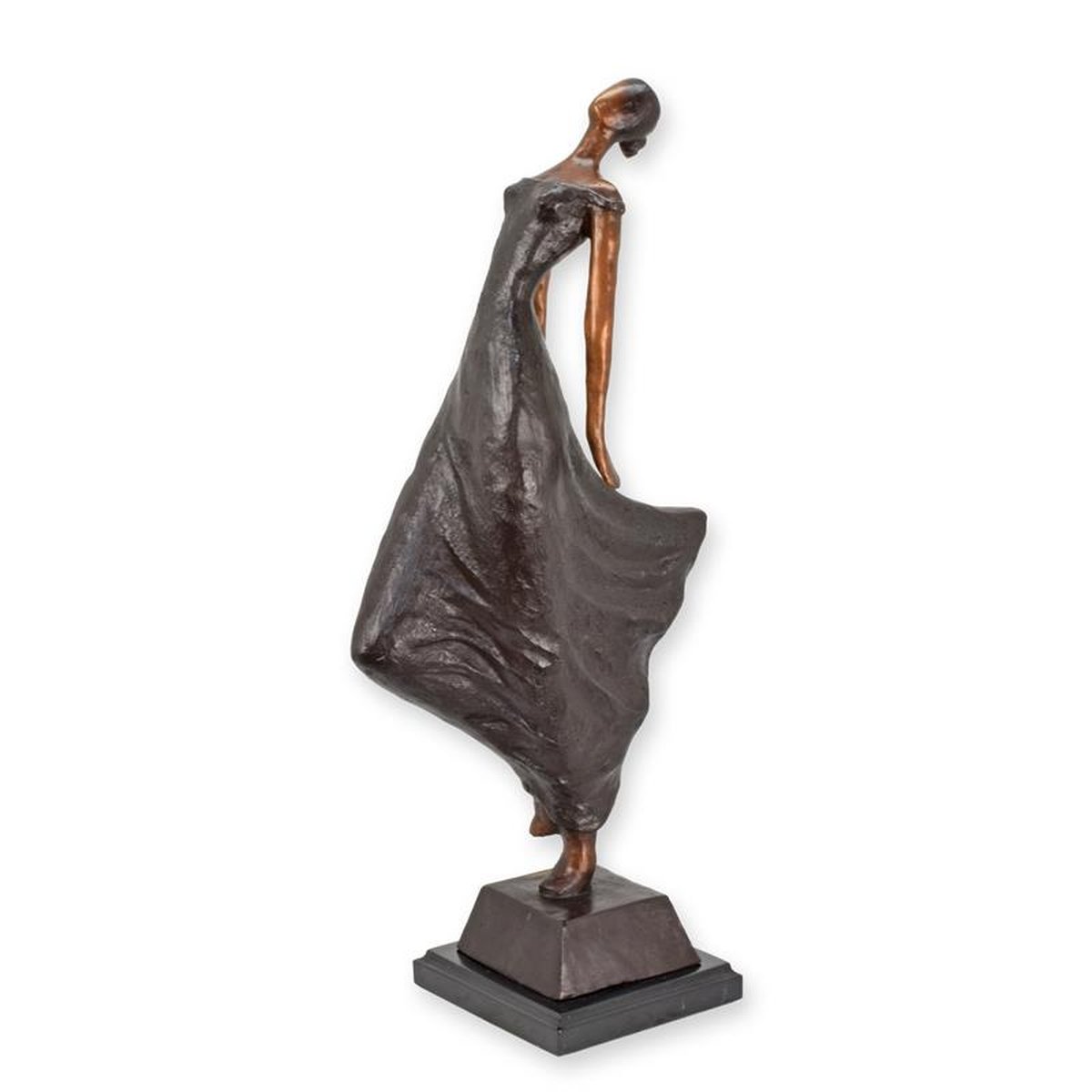A MODERNIST BRONZE OF A LADY IN DRESS
