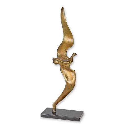 A MODERNIST BRONZE SCULPTURE OF A BIRD IN FLIGHT