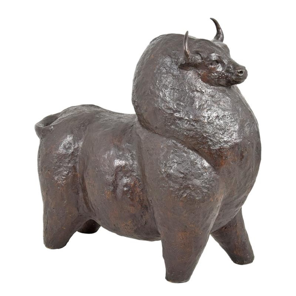 A MODERNIST BRONZE SCULPTURE OF A BULL