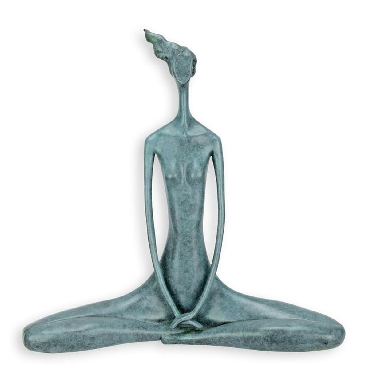 A MODERNIST BRONZE SCULPTURE OF A FEMALE IN YOGA POSE