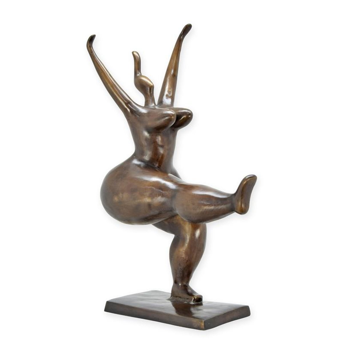 A MODERNIST BRONZE SCULPTURE OF A FEMALE NUDE DANCER