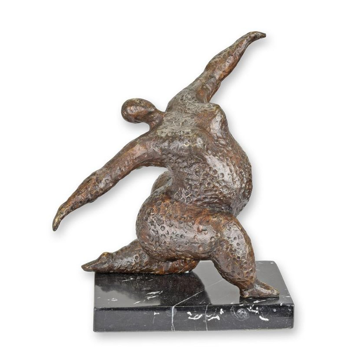 A MODERNIST BRONZE SCULPTURE OF A FEMALE NUDE DANCER