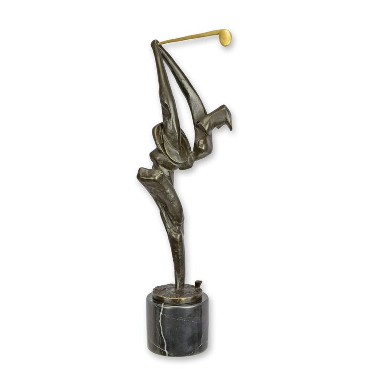A MODERNIST BRONZE SCULPTURE OF A GOLFER