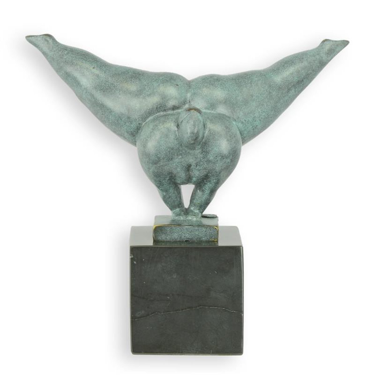 A MODERNIST BRONZE SCULPTURE OF A GYMNAST- GREEN FINISH