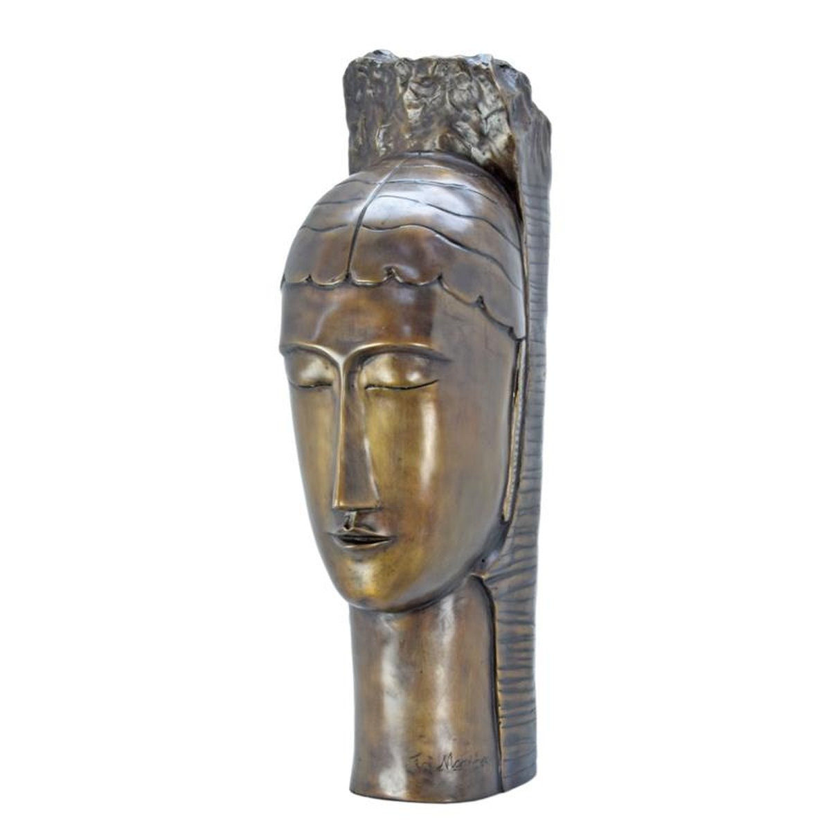 A MODERNIST BRONZE SCULPTURE OF A HEAD