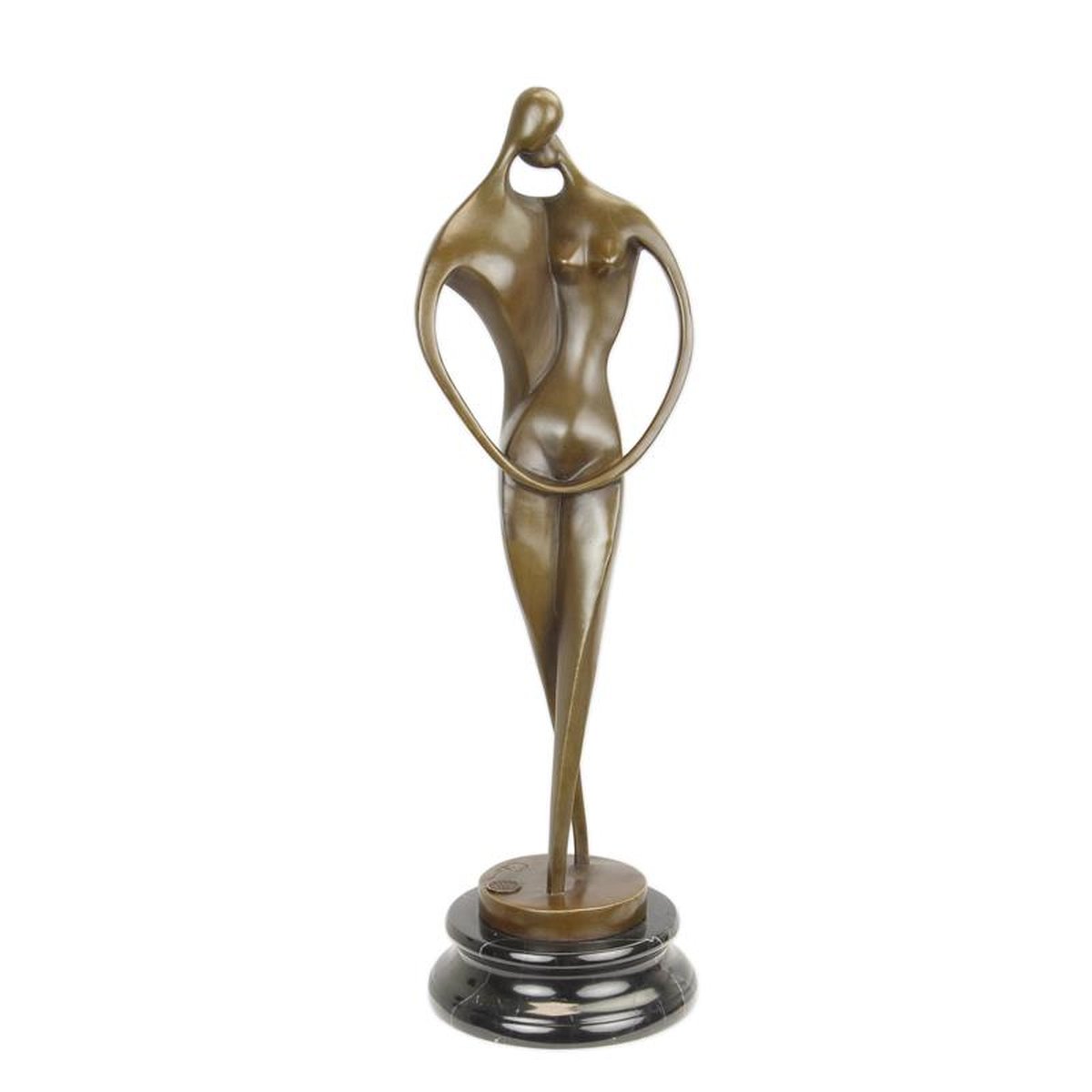 A MODERNIST BRONZE SCULPTURE OF A KISSING COUPLE