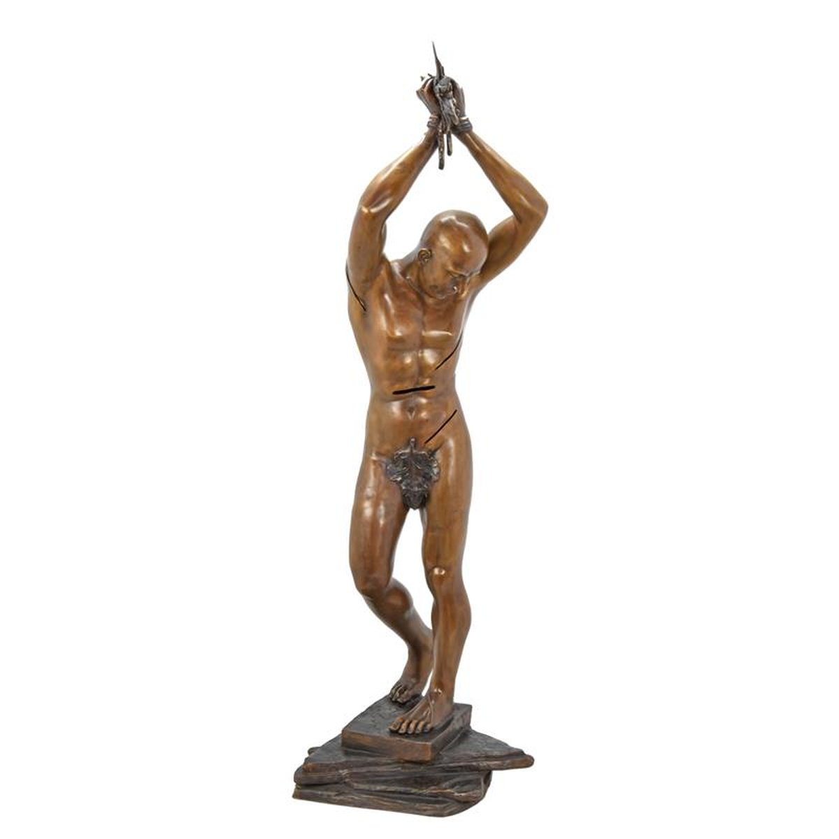 A MODERNIST BRONZE SCULPTURE OF A MALE NUDE