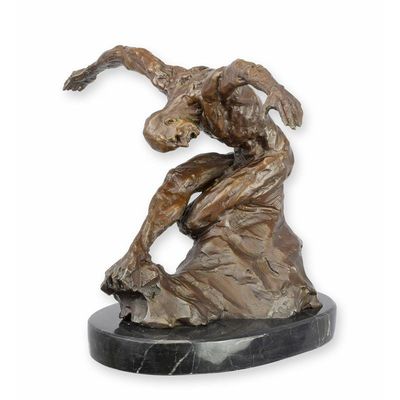 A MODERNIST BRONZE SCULPTURE OF A NUDE MALE DANCER