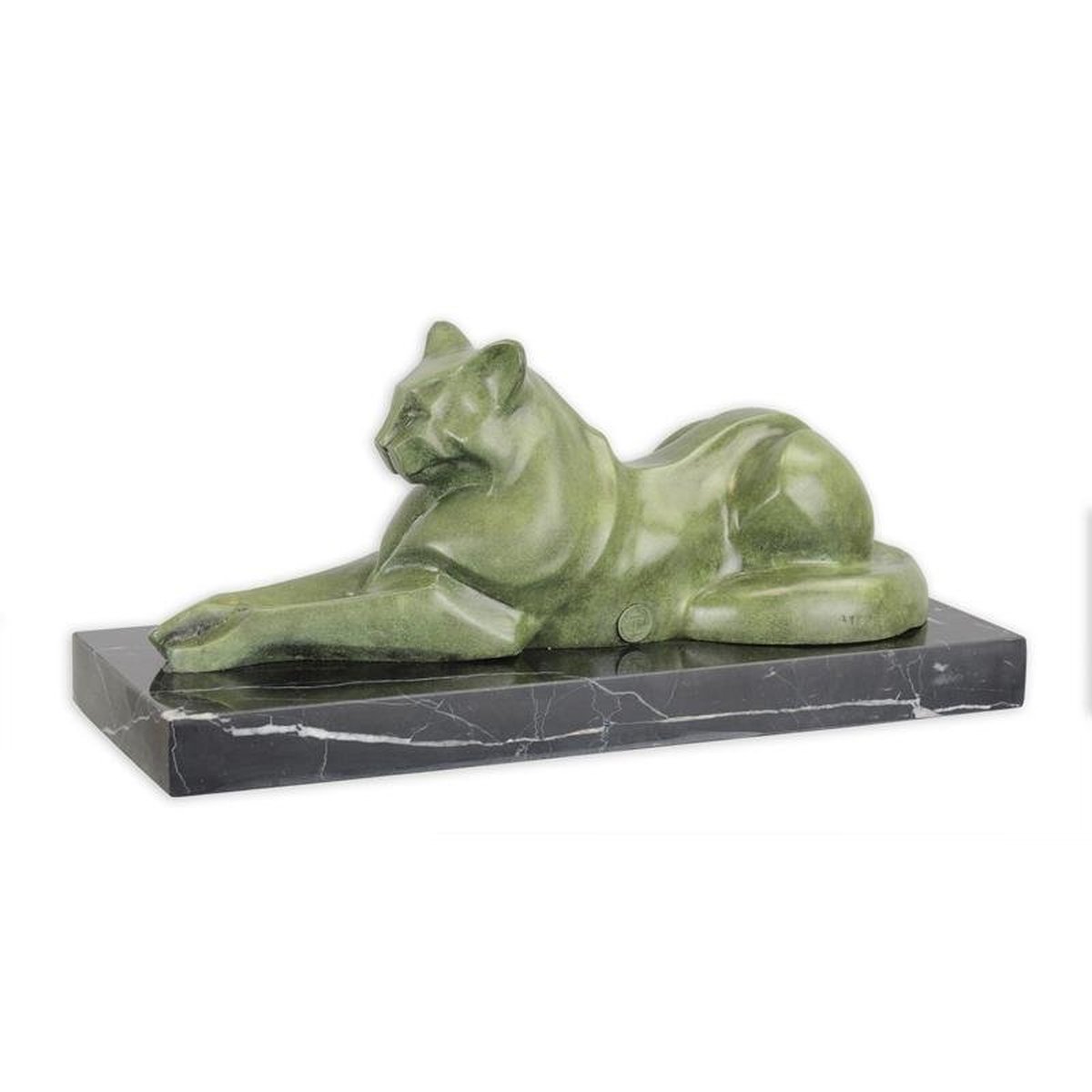 A Modernist Bronze Sculpture of a Reclining Cat