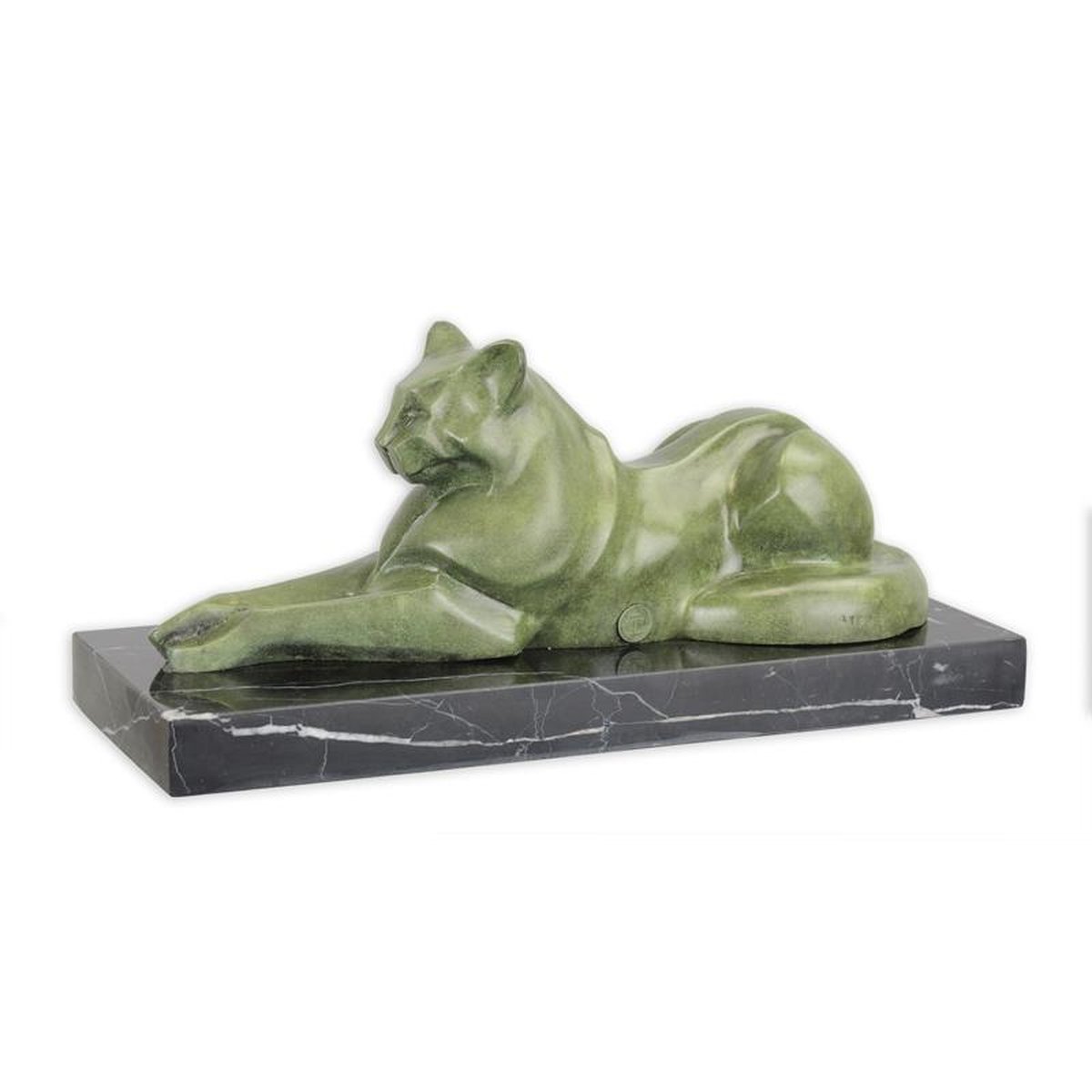 A MODERNIST BRONZE SCULPTURE OF A RECLINING CAT