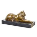 A MODERNIST BRONZE SCULPTURE OF A RECLINING CAT