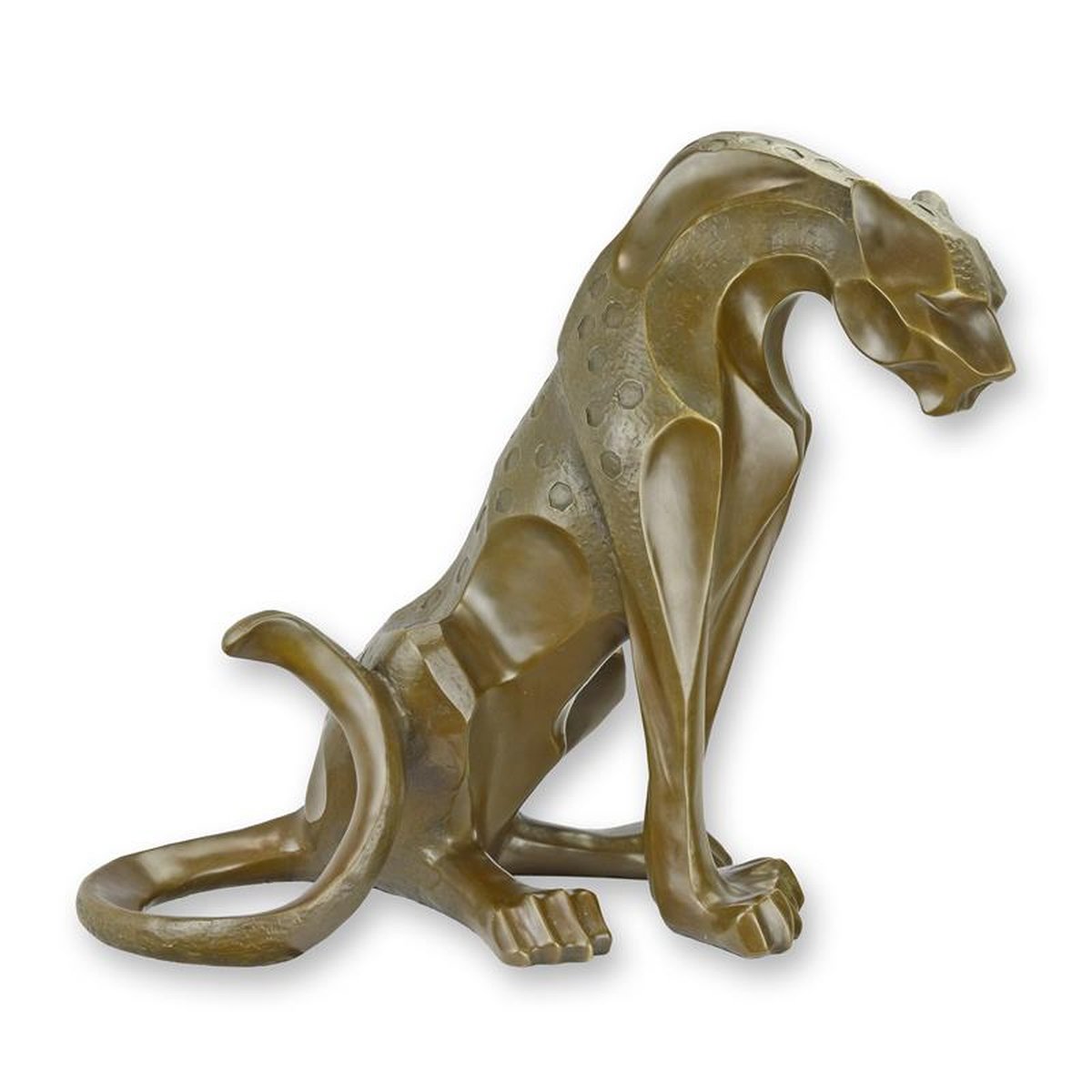 A MODERNIST BRONZE SCULPTURE OF A SEATED JAGUAR