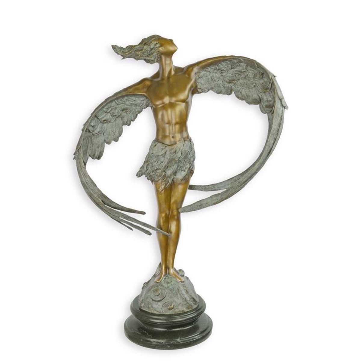 A MODERNIST BRONZE SCULPTURE OF A WINGED MAN
