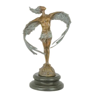 A MODERNIST BRONZE SCULPTURE OF A WINGED MAN