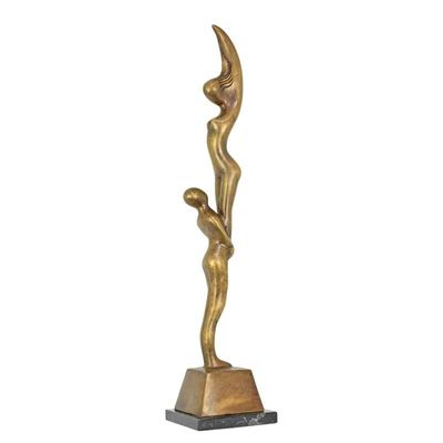 A MODERNIST BRONZE SCULPTURE OF TWO ACROBATS