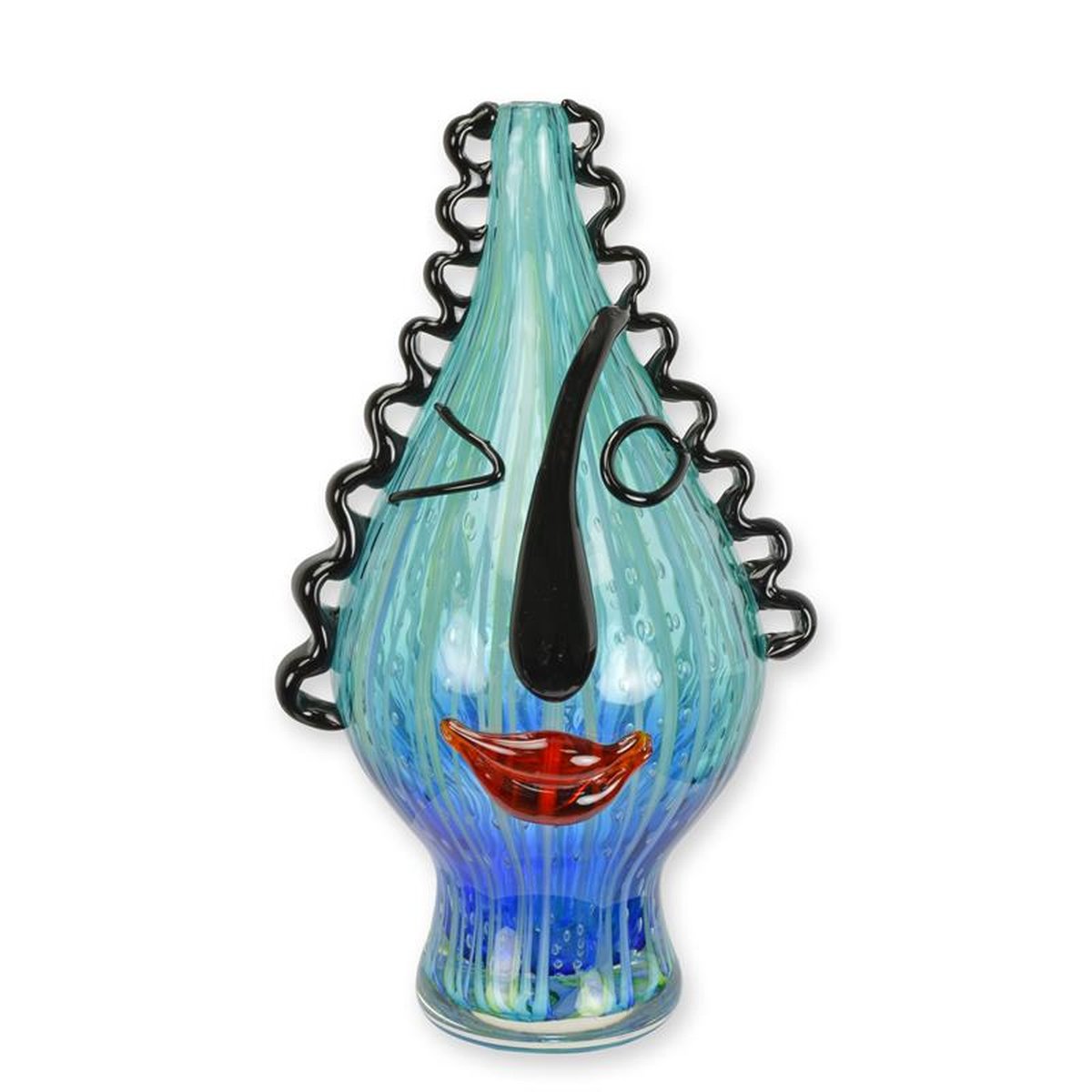 A MURANO STYLE ABSTRACT FACE GLASS VASE