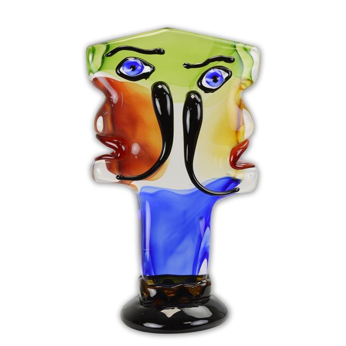 A MURANO STYLE ABSTRACT GLASS FIGURINE OF A FACE