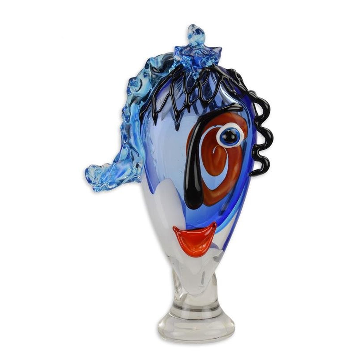 A Murano Style Abstract Glass Figurine of a Womans Head