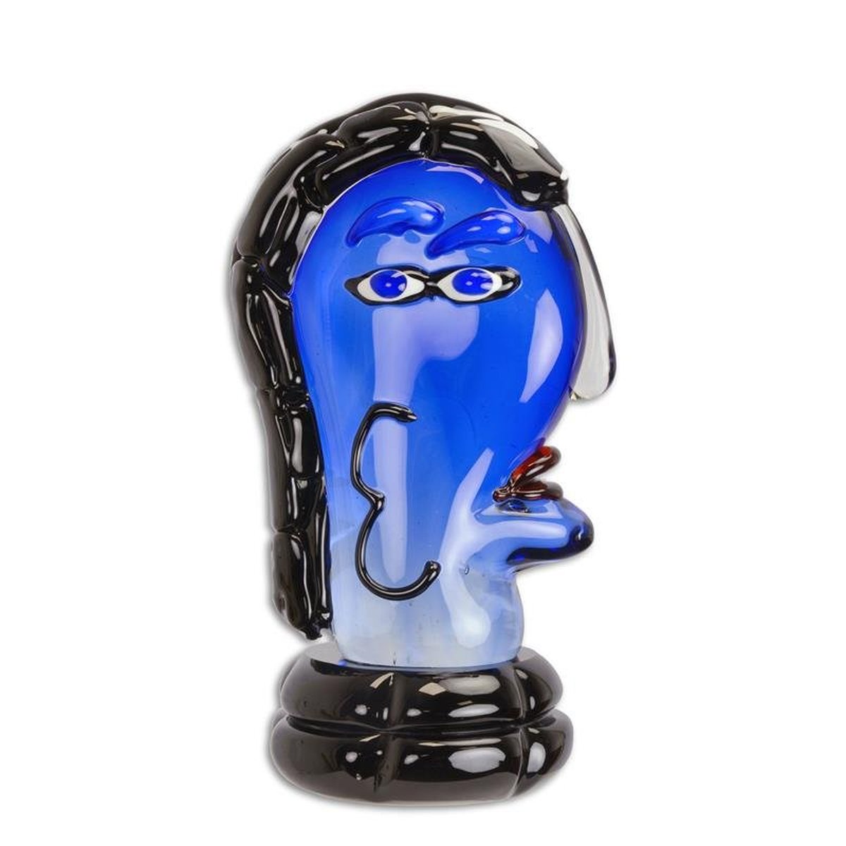 A Murano Style Abstract Glass Figurine of a Womens Head