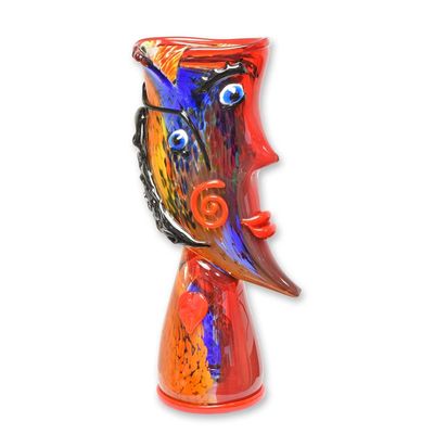 A MURANO STYLE ABSTRACT GLASS VASE