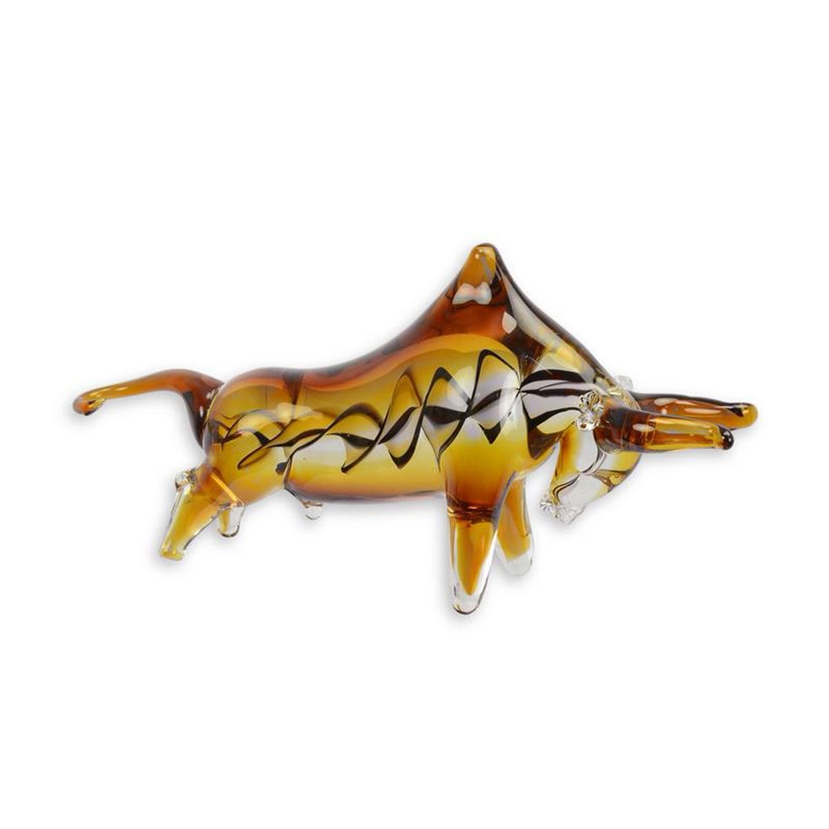 A MURANO STYLE GLASS FIGURINE OF A BULL