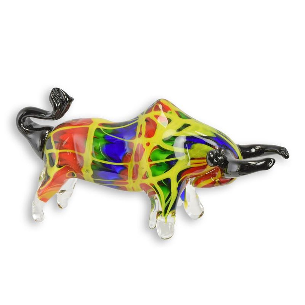 A MURANO STYLE GLASS FIGURINE OF A BULL