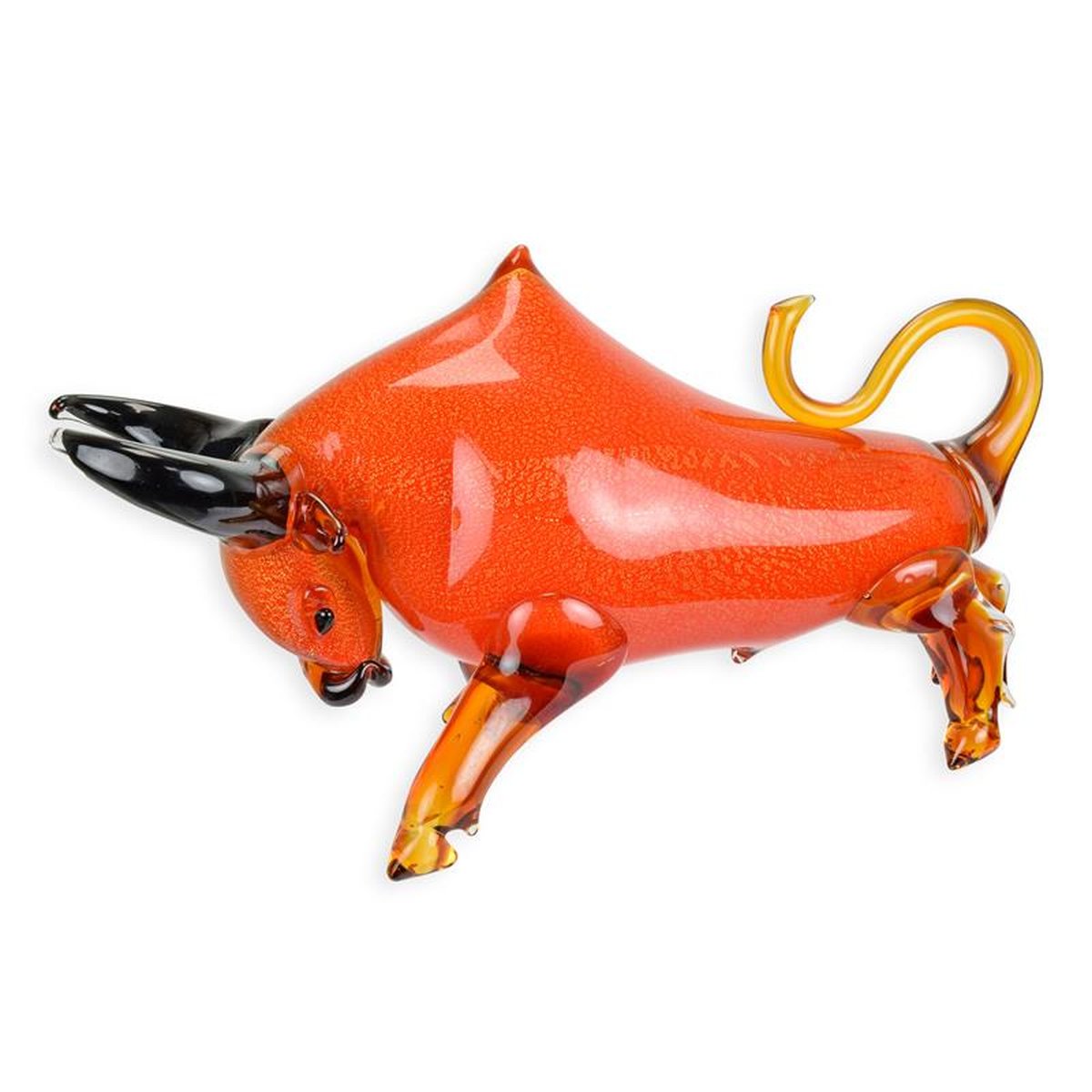 A MURANO STYLE GLASS FIGURINE OF A BULL