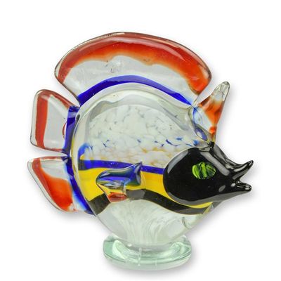A MURANO STYLE GLASS FIGURINE OF A DISCUS FISH