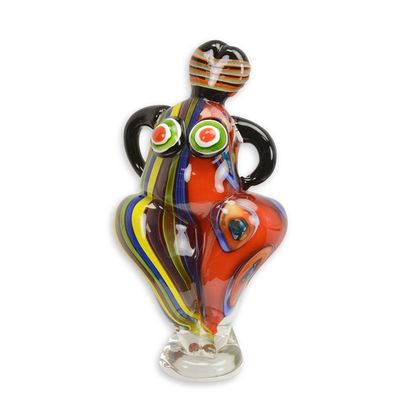 A MURANO STYLE GLASS FIGURINE OF A FEMALE DANCER
