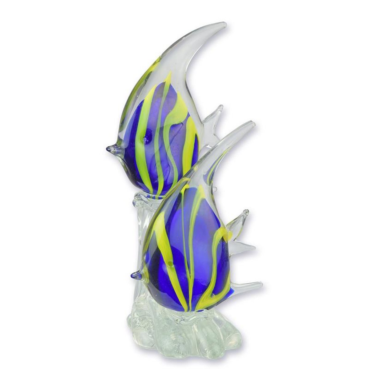 A MURANO STYLE GLASS FIGURINE OF A PAIR OF ANGELFISH