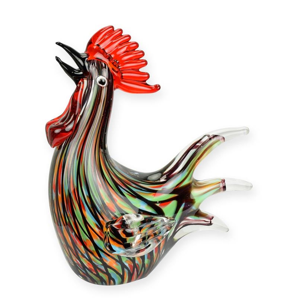 A MURANO STYLE GLASS FIGURINE OF A ROOSTER