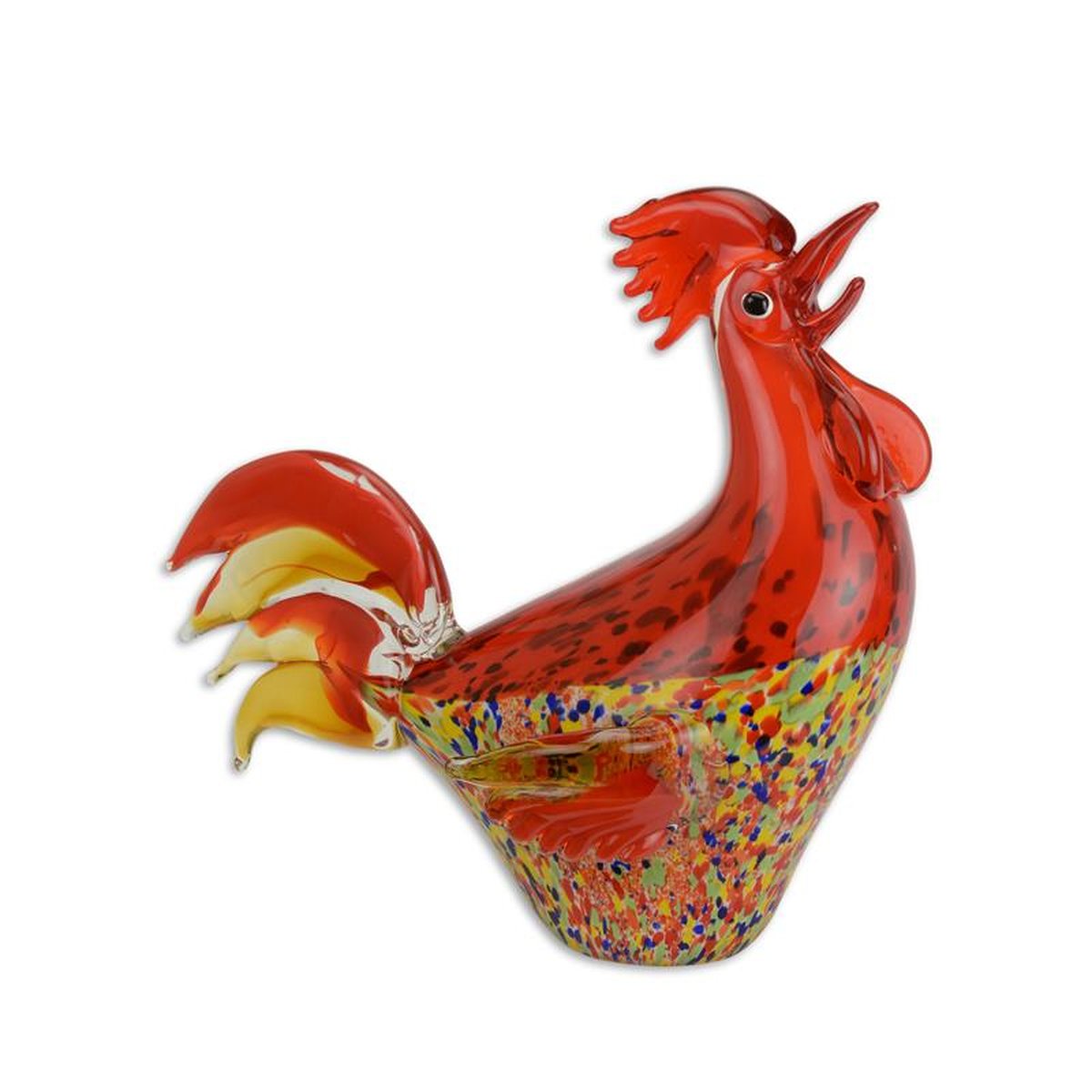A MURANO STYLE GLASS FIGURINE OF A ROOSTER