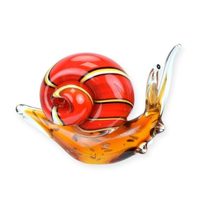 A MURANO STYLE GLASS FIGURINE OF A SNAIL