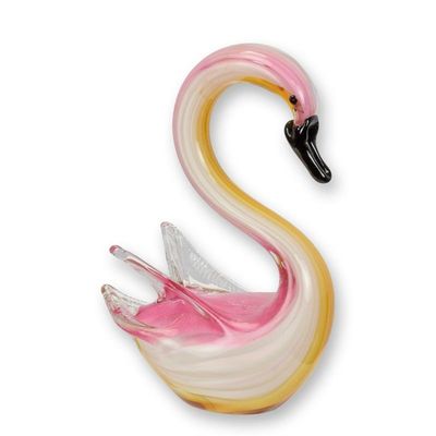 A MURANO STYLE GLASS FIGURINE OF A SWAN