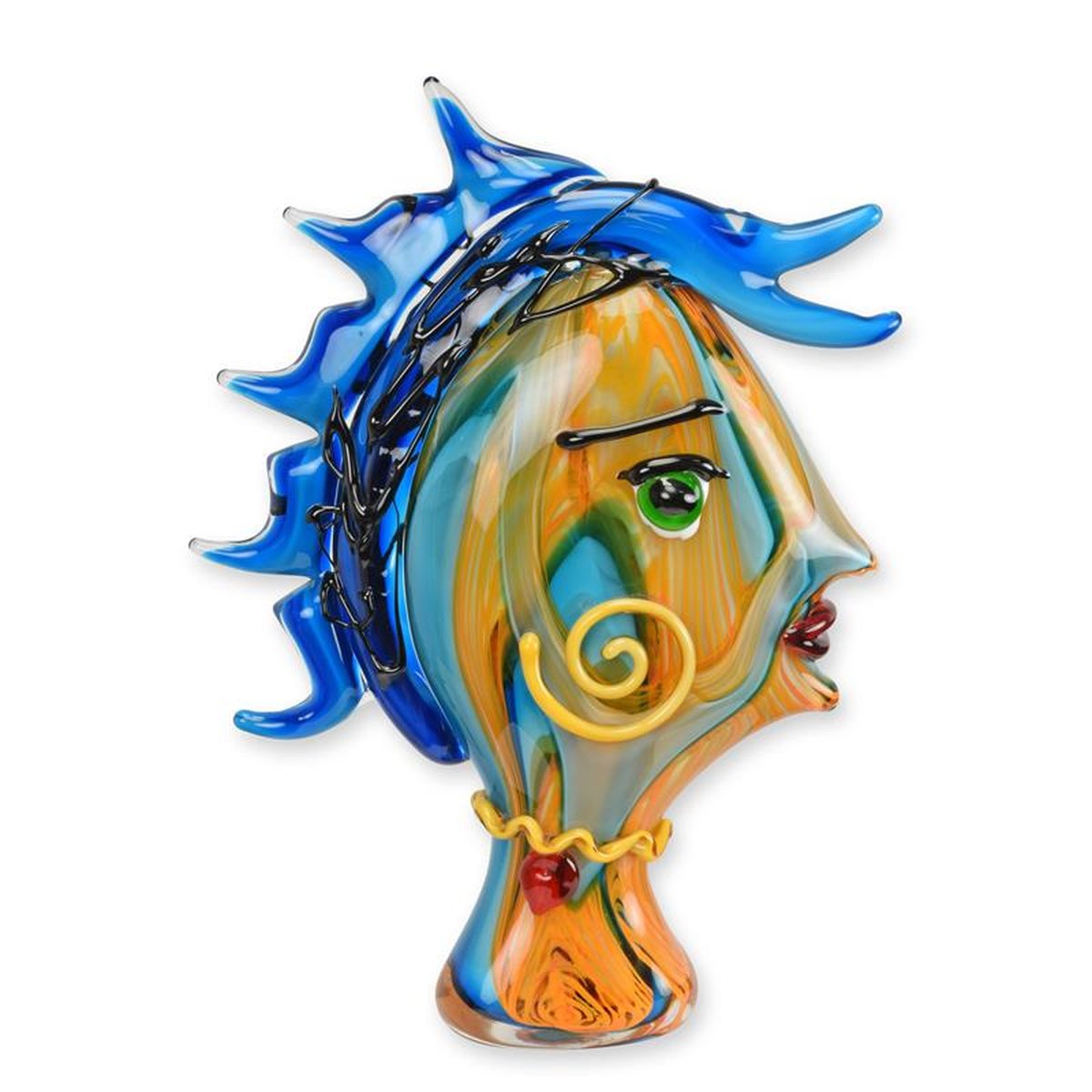 A MURANO STYLE GLASS FIGURINE OF A WOMANS HEAD